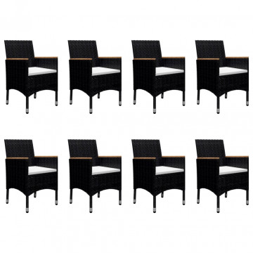 Set mobilier de grădină, 9 piese, negru, poliratan/lemn acacia - Img 8