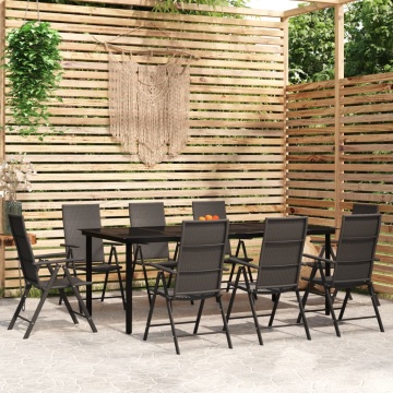 Set mobilier de grădină, 9 piese, negru - Img 1