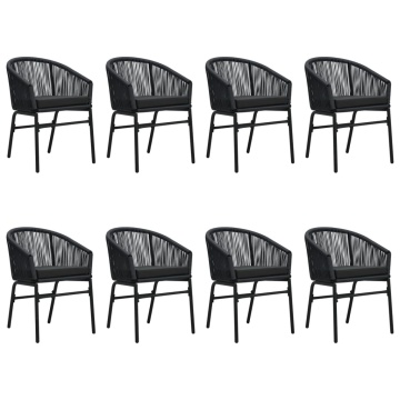Set mobilier de grădină, 9 piese, negru - Img 3