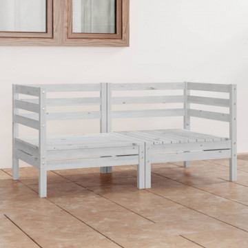 Set mobilier de grădină cu 2 locuri, alb, lemn masiv de pin - Img 1