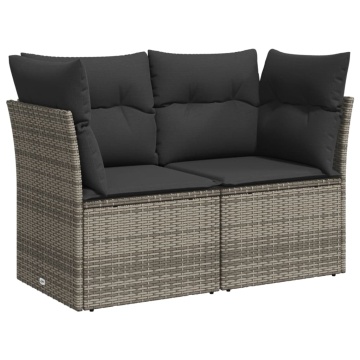 Set mobilier de grădină cu perne, 10 piese, gri, poliratan - Img 8