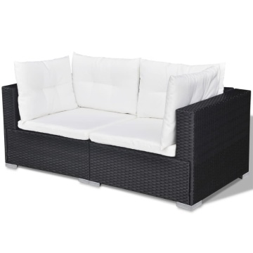 Set mobilier de grădină cu perne, 10 piese, negru, poliratan - Img 9