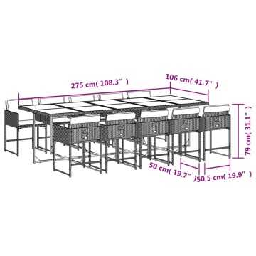 Set mobilier de grădină cu perne, 11 piese, bej, poliratan - Img 5