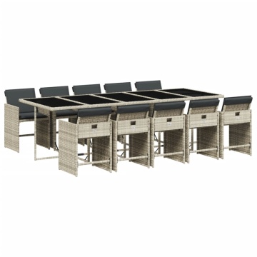 Set mobilier de grădină cu perne 11 piese gri deschis poliratan - Img 1