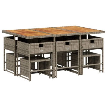 Set mobilier de grădină cu perne, 11 piese, gri, poliratan - Img 8