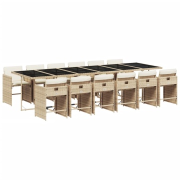 Set mobilier de grădină cu perne, 13 piese, bej, poliratan - Img 2