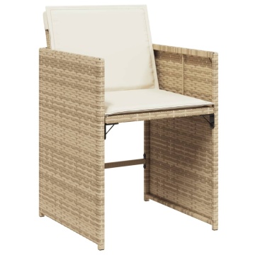 Set mobilier de grădină cu perne, 13 piese, bej, poliratan - Img 4