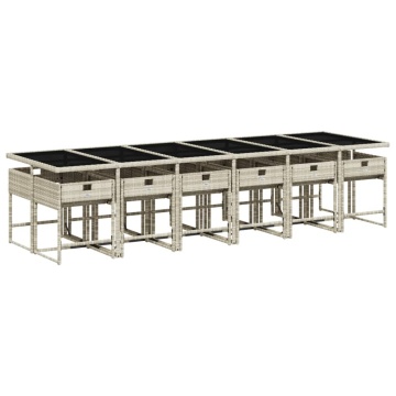 Set mobilier de grădină cu perne 13 piese gri deschis poliratan - Img 3