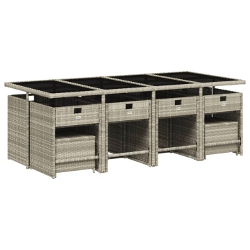 Set mobilier de grădină cu perne 13 piese gri deschis poliratan - Img 3