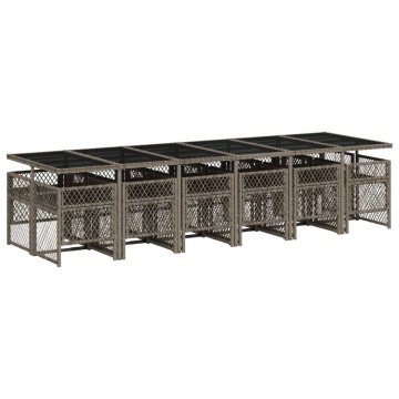 Set mobilier de grădină cu perne, 13 piese, gri, poliratan - Img 8