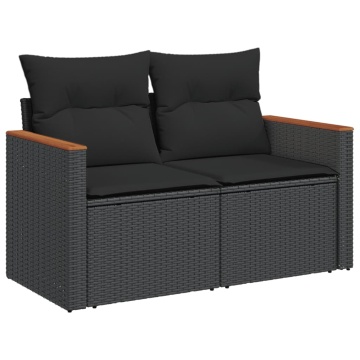 Set mobilier de grădină cu perne, 13 piese, negru, poliratan - Img 3