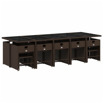 Set mobilier de grădină cu perne, 15 piese, maro, poliratan - Img 3