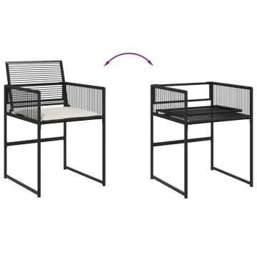 Set mobilier de grădină cu perne, 15 piese, negru, poliratan - Img 4