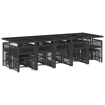 Set mobilier de grădină cu perne, 15 piese, negru, poliratan - Img 3
