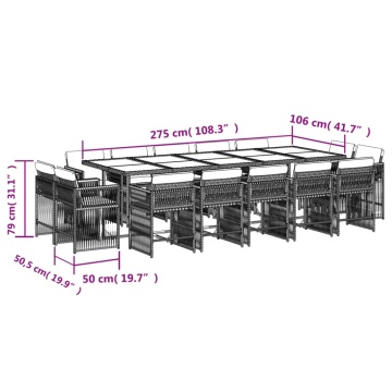 Set mobilier de grădină cu perne, 15 piese, negru, poliratan - Img 5