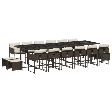 Set mobilier de grădină cu perne, 17 piese, maro, poliratan - Img 2