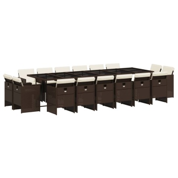 Set mobilier de grădină cu perne, 17 piese, maro, poliratan - Img 2