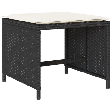 Set mobilier de grădină cu perne, 17 piese, negru, poliratan - Img 4