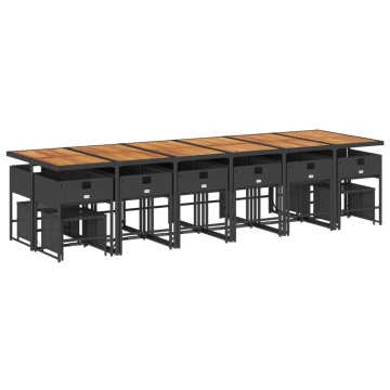Set mobilier de grădină cu perne, 17 piese, negru, poliratan - Img 4