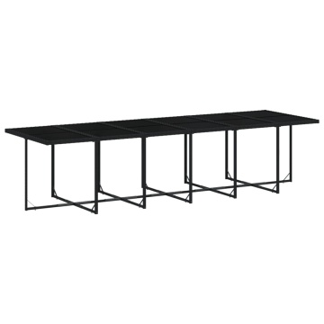 Set mobilier de grădină cu perne, 17 piese, negru, poliratan - Img 4