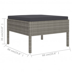 Set mobilier de grădină cu perne, 2 piese, gri, poliratan - Img 5