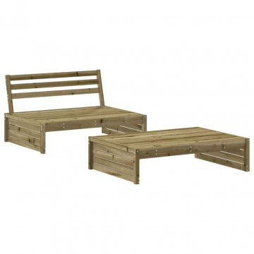 Set mobilier de grădină cu perne, 2 piese, lemn de pin tratat - Img 3