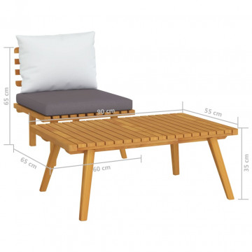 Set mobilier de grădină cu perne, 2 piese, lemn masiv de acacia - Img 6