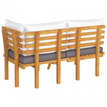 Set mobilier de grădină cu perne, 2 piese, lemn masiv de acacia - Img 7
