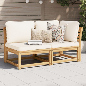 Set mobilier de grădină cu perne, 2 piese, lemn masiv de acacia - Img 1