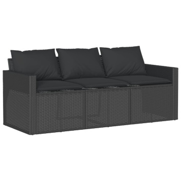 Set mobilier de grădină cu perne, 2 piese, negru, poliratan - Img 4