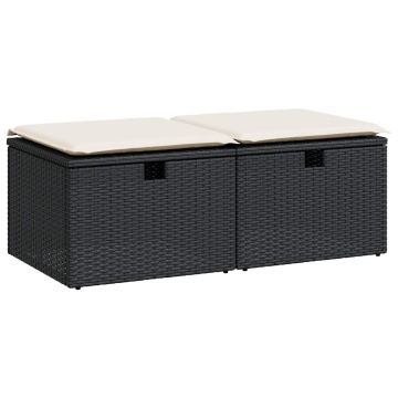 Set mobilier de grădină cu perne, 2 piese poliratan/lemn acacia - Img 2