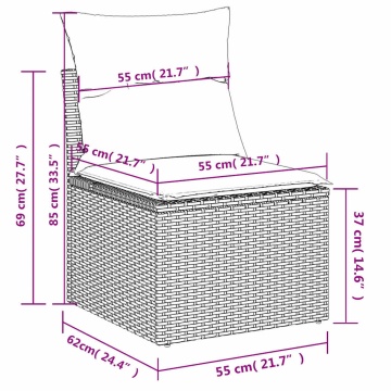 Set mobilier de grădină cu perne, 2 piese poliratan/lemn acacia - Img 6