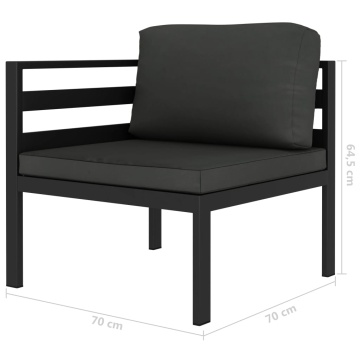 Set mobilier de grădină cu perne, 3 piese, antracit, aluminiu - Img 4