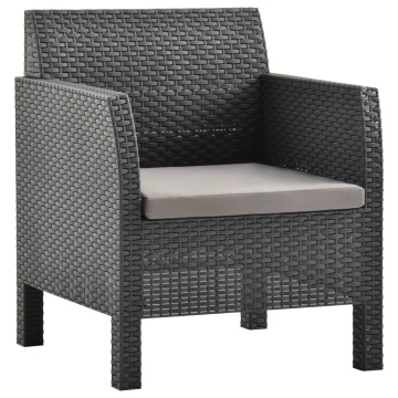 Set mobilier de grădină cu perne, 3 piese, antracit, PP ratan - Img 6