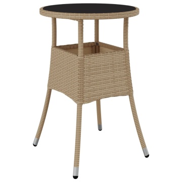 Set mobilier de grădină cu perne 3 piese bej poliratan & sticlă - Img 4