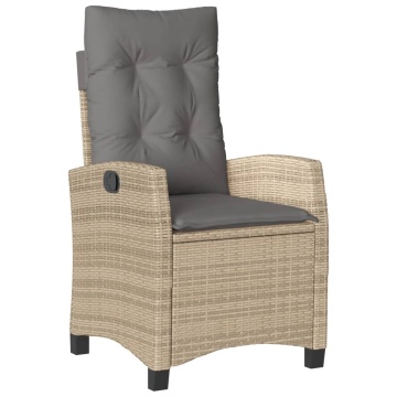 Set mobilier de grădină cu perne, 3 piese, bej, poliratan - Img 3