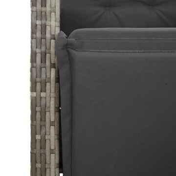 Set mobilier de grădină cu perne, 3 piese, gri, poliratan - Img 8