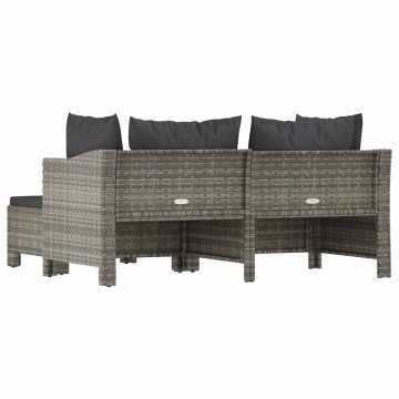 Set mobilier de grădină cu perne, 3 piese, gri, poliratan - Img 5