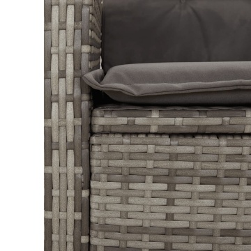 Set mobilier de grădină cu perne, 3 piese, gri, poliratan - Img 6