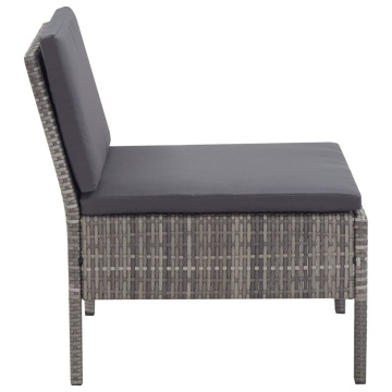 Set mobilier de grădină cu perne, 3 piese, gri, poliratan - Img 10