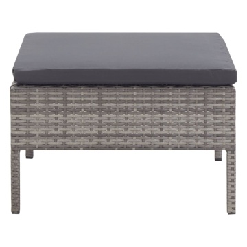 Set mobilier de grădină cu perne, 3 piese, gri, poliratan - Img 10