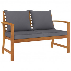 Set mobilier de grădină cu perne, 3 piese, lemn masiv acacia - Img 3