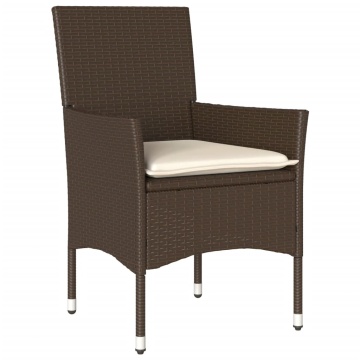 Set mobilier de grădină cu perne 3 piese maro poliratan&sticlă - Img 3