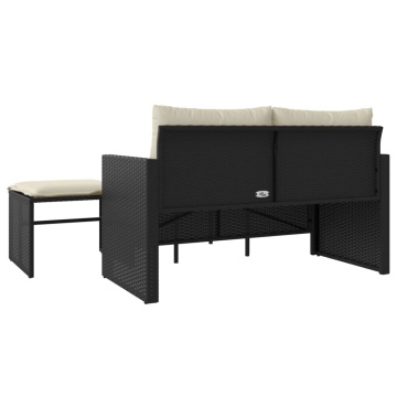 Set mobilier de grădină cu perne, 3 piese, negru, poliratan - Img 6