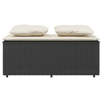 Set mobilier de grădină cu perne, 3 piese, negru, poliratan - Img 8