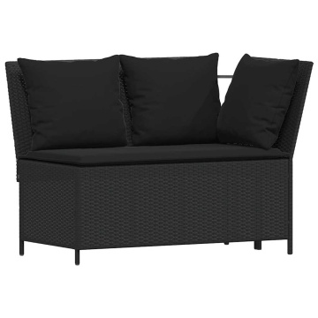 Set mobilier de grădină cu perne, 3 piese, negru, poliratan - Img 8