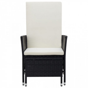 Set mobilier de grădină cu perne, 3 piese, negru, poliratan - Img 4