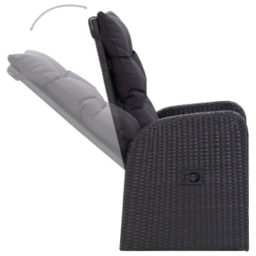 Set mobilier de grădină cu perne, 3 piese, negru - Img 6