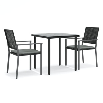 Set mobilier de grădină cu perne, 3 piese, poliratan și oțel - Img 2
