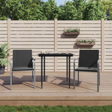 Set mobilier de grădină cu perne, 3 piese, poliratan și oțel - Img 1